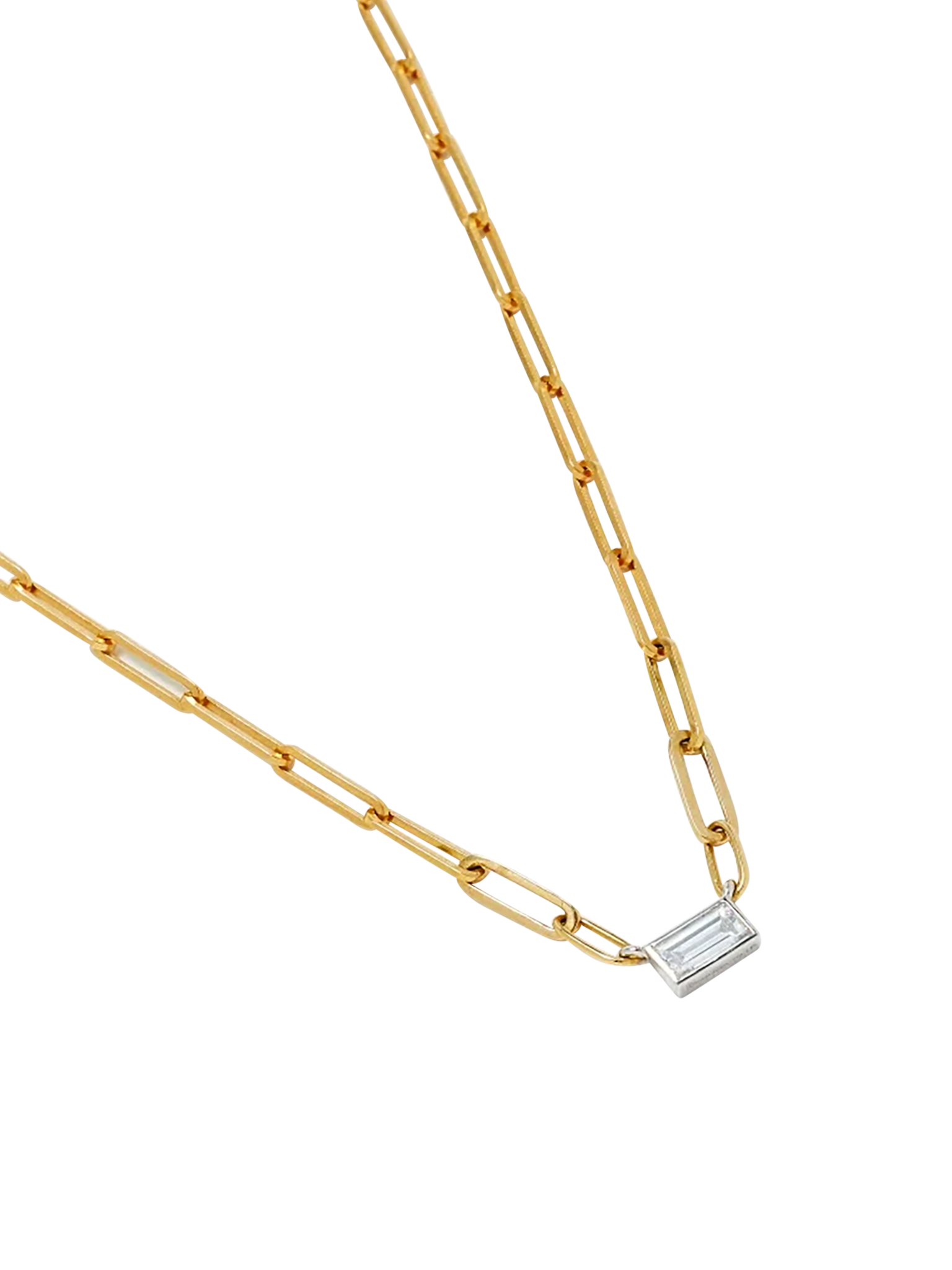 Solitaire necklace gm 1 baguette closed diamond 2 gold